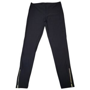 H&M Black Leggings with Gold Zip-Hem Detail - Size M